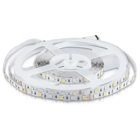 Banda LED SMD5050 60LED/M RGB + alb cald IP20 5M V-TAC SKU-212552