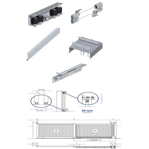 Sistem poarta telescopica FAC KA5100.104 cu o deschidere totala de 4m