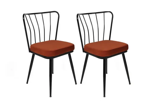 Set scaune 2 piese, Hanah Home, Yıldız-945 V2, Tigla Roșu/Negru