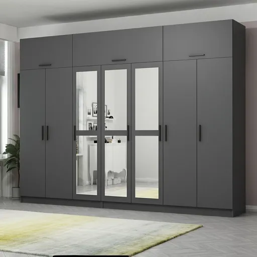 Dulap pentru haine, Hanah Home, Kale, 315x255x52 cm, Antracit