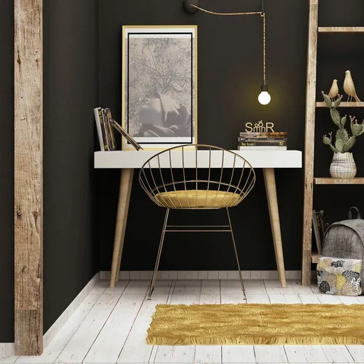 Birou, Hanah Home, Veronika, 100x74x60 cm, Alb