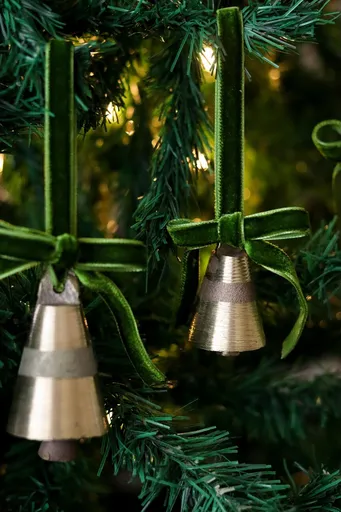 Ornament de brad de Crăciun, BSY234, 5x12 cm, Catifea, Verde deschis