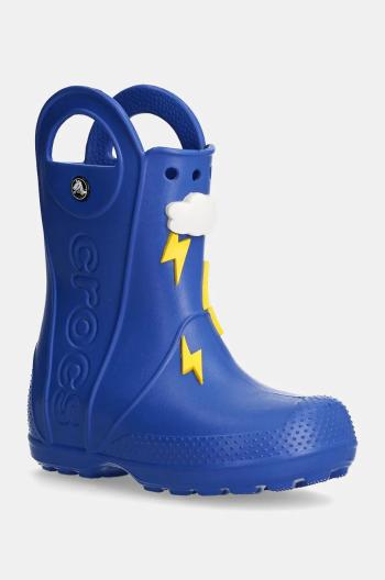 Dětské holínky Crocs HANDLE IT LIGHTNING BOLT RAIN BOOT tmavomodrá barva, 210027