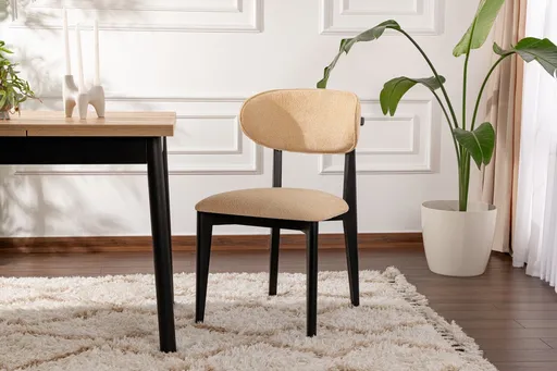 Set scaune 2 piese, Hanah Home, Lionte, Bej/Negru