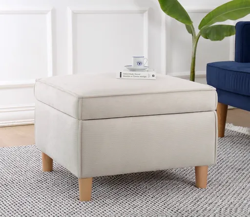 Taburet, Atelier del Sofa, 209FLF1419, Bumbac, Crem