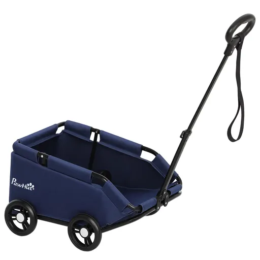 PawHut Cărucior Pliabil pentru Câini de Talie Mică cu Intrare la 45°, Geantă și Pernă, 53x45x28 cm, Albastru | Aosom Romania
