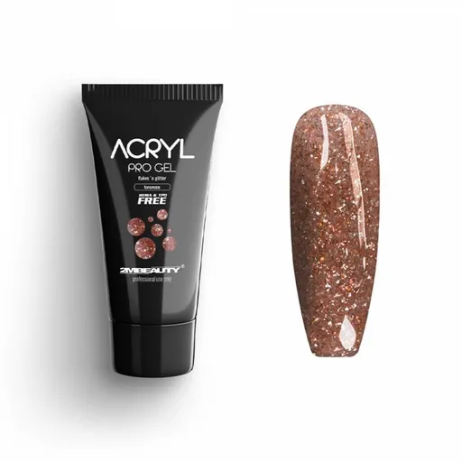 Acryl Pro Gel 2M Hema Free Flakes and Glitter Bronze - 15g