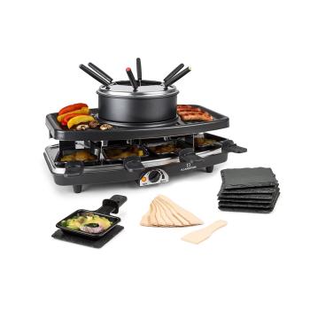 Klarstein Entrecote 2 în 1, grătar Raclette și fondue, Piatră naturală, 1100 W, 8 persoane, Pernuțe