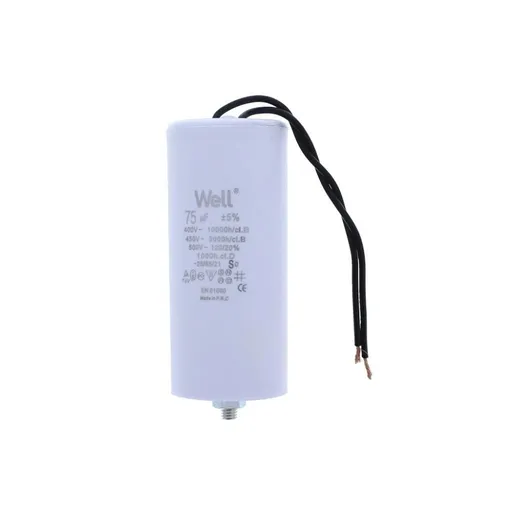 Condensator pornire motor 400V 75uF cu fir, Well
