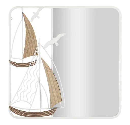 Oglinda de perete Adriatic, Mauro Ferretti, 60x60 cm, MDF/fier, alb'maro