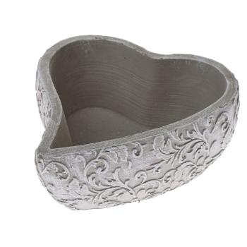 Capac pentru ghiveci din beton Lace heart grey, 18 x 21 cm