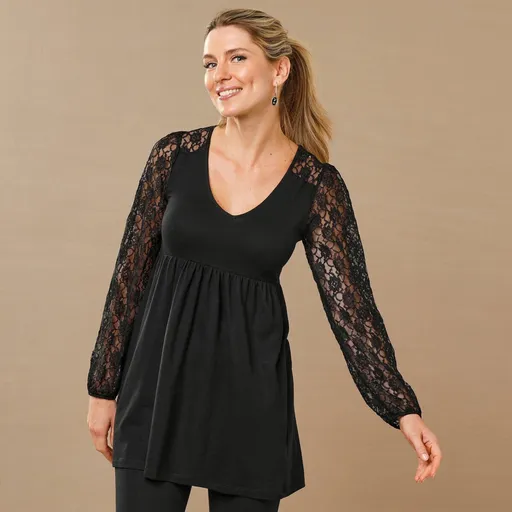 Tunică cu mâneci lungi din dantelă