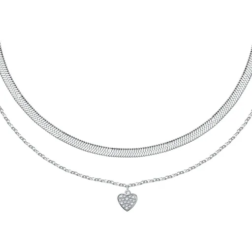 La Petite Story Colier dublu din oțel cu inimă Love LPS10ASD19