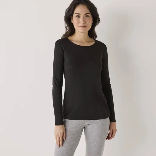 Tricou termic Thermoperle cu guler rotund și mâneci lungi