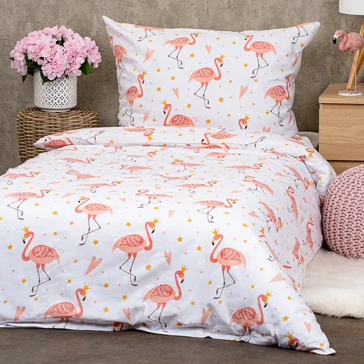 Lenjerie de pat din bumbac pentru copii4Home Flamingo, 140 x 200 cm, 70 x 90 cm