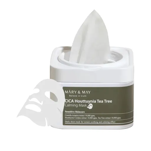 MARY & MAY Mască de față calmantă Cica Houttuynia Tea Tree (Calming Mask) 30 buc