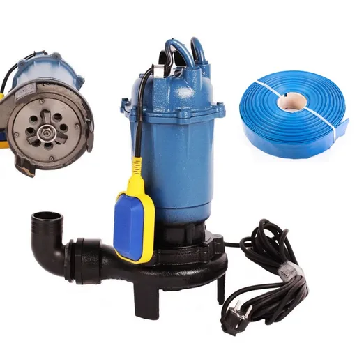 Pachet Pompa Apa Murdara (Hazna) cu Tocator Cutit si Plutitor, Micul Fermier GF-0292 + Furtun Pompieri 40 m si colier de prindere 2 Toli