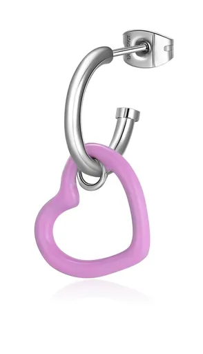S'Agapõ Cercei single din oțel cu inimă roz 2în1 Vibes SVB30