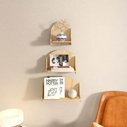 Raft de perete, Hanah Home, Silya, 24.8x25x15 cm, Stejar