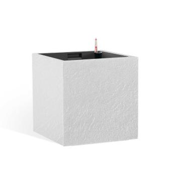 Ghiveci cu auto-udare Flower Lover CubicoStone alb, 27 cm, alb, 27 cm