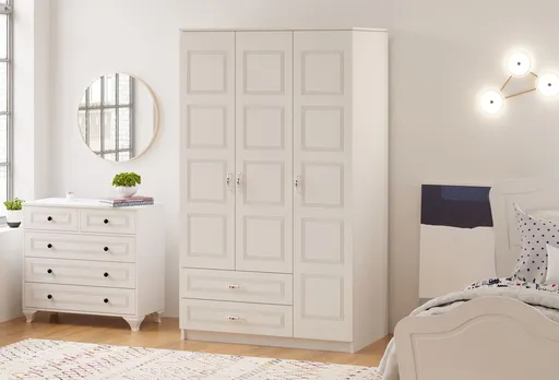 Dulap pentru haine, Hanah Home, Rb-002, 105x180x52 cm, Alb mat