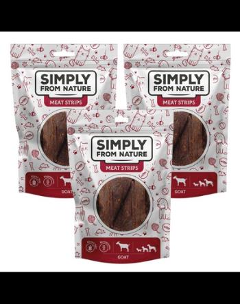 SIMPLY FROM NATURE Meat Strips Fasii capra recompensa caine 3x80 g