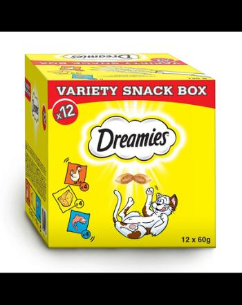 DREAMIES Variety Snack Box Recompense pentru pisici cu gust de pui, branza si somon 720 g