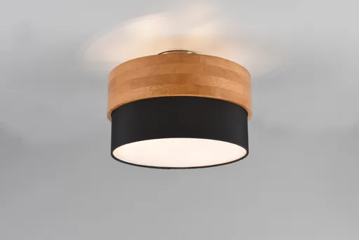 Plafoniera Seasons, TRIO, 30x22 cm, 40W, 2x E14, lemn/textil, natur/negru