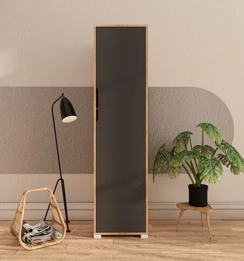 Dulap pentru haine, Hanah Home, Flora 47, 47x183x45 cm, PAL, Stejar safir / Antracit