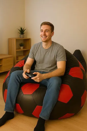 Bean Bag, Atelier del Sofa, 535PFT1230, Piele ecologica, Roșu/Negru