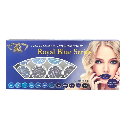 Set 12 Gel Color, Global Fashion, Royal Blue Series, 5 g, Albastru, TPO Free