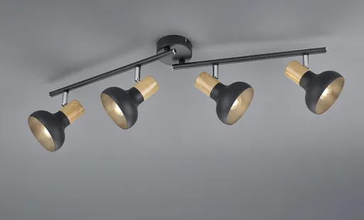 Plafoniera Latika, RL, 71x13.5x18.5 cm, 10W, 4x E14, metal, negru mat/natur