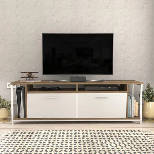 Comoda TV, Hanah Home, Omar, 160x35x50.8 cm, Alb/Maro