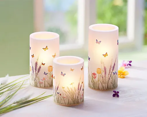 3 Lumânări cu LED ”Flori de câmp”