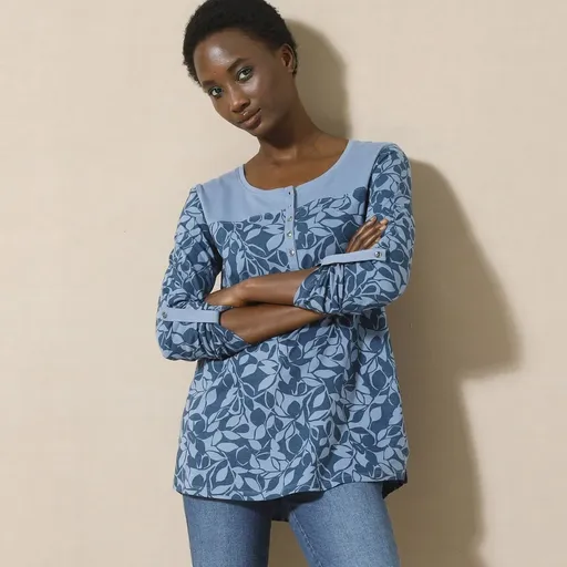 Tunică cu nasturi și imprimeu