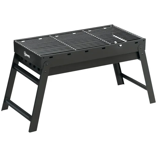 Outsunny Grătar la cărbuni de lemn pliabil portabil Grătar BBQ pe picioare cu tava de cărbuni detasabila 74L x 30l x 37H cm | Aosom Romania