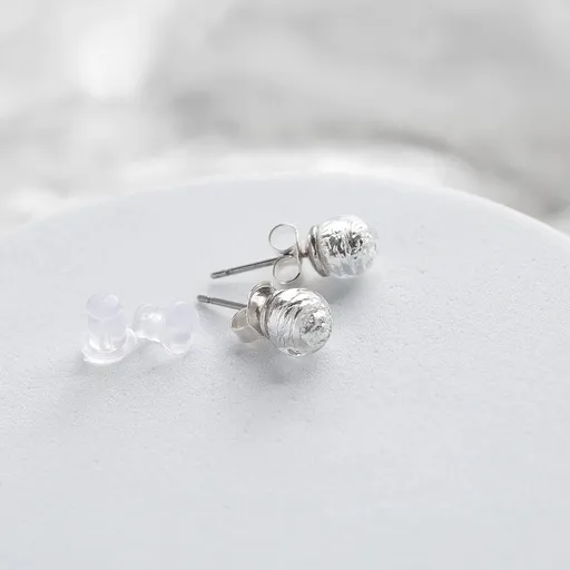 Lampglas Cercei studs strălucitori Moon Nude cu argint pur în perle Lampglas ENM4/AG/RHO-PU