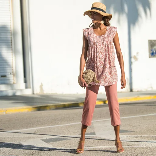 Pantaloni drepți extensibili 7/8