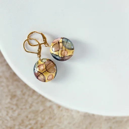 Lampglas Cercei Art Nouveau cu aur de 24k în perle Lampglas EP48