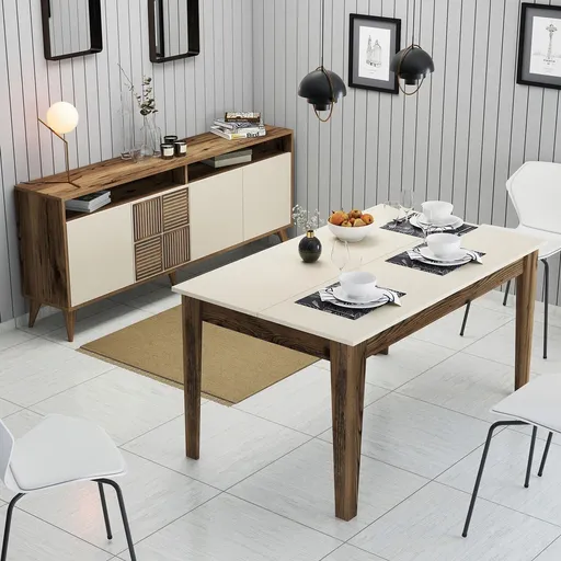 Set mobilier living, Hanah Home, Milan 525, Maro/Crem