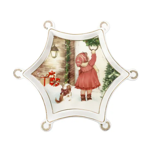 Platou servire, Cuccioli Girl, Brandani, 20x20 cm, portelan New Bone China