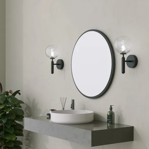 Oglinda decorativa, Hanah Home, Yuvarlak Mirror, 60x60x1.2 cm, Negru