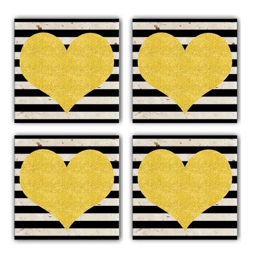 Set 4 suporturi de pahar TBA426789100, Taylor, 10x10x1 cm, piatra, multicolor