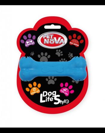 PET NOVA DOG LIFE Jucarie os pentru caini, albastru, aroma de carne de vita, 11cm