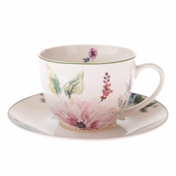 Ceașcă cu farfurioară Flower Garden din porțelan, 260 ml 