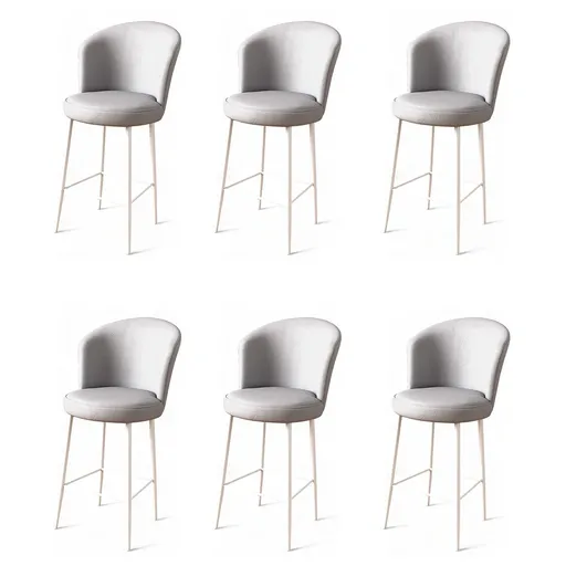 Set scaune de bar 6 piese, Hanah Home, Uras, Gri/Alb