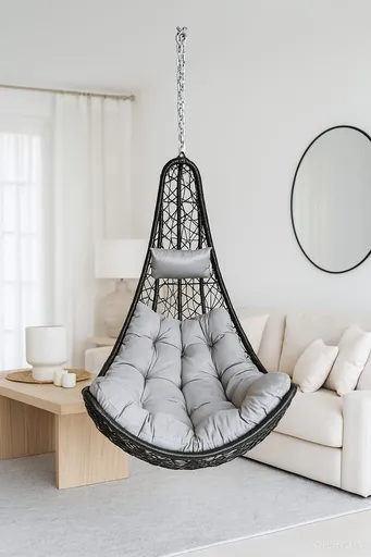 Leagan terasa/living Vigo, Heinner, 80x102x124/195 cm, otel/ratan sintetic, negru