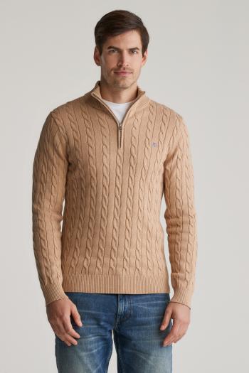 SVETR GANT COTTON CABLE HZ KHAKI MEL