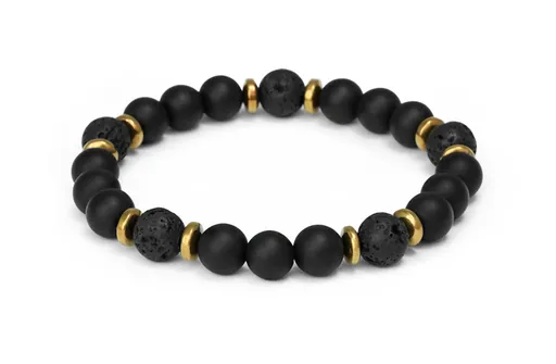 Agato Brățară cu mărgele din onix, piatră de lavă și hematit MINK146/20