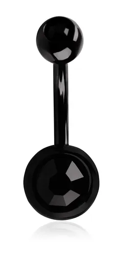 Troli Piercing din oțel cu cristal negru pentru buric